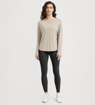 Women's Hollow-Back Long Sleeve Shirt with Thumb Holes, Yoga & Lounge Top - ododos