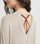 Women's Hollow-Back Long Sleeve Shirt with Thumb Holes, Yoga & Lounge Top - ododos