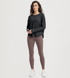 Women's Hollow-Back Long Sleeve Shirt with Thumb Holes, Yoga & Lounge Top - ododos