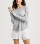 Women's Hollow-Back Long Sleeve Shirt with Thumb Holes, Yoga & Lounge Top - ododos