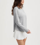 Women's Hollow-Back Long Sleeve Shirt with Thumb Holes, Yoga & Lounge Top - ododos