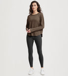 Women's Hollow-Back Long Sleeve Shirt with Thumb Holes, Yoga & Lounge Top - ododos