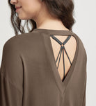 Women's Hollow-Back Long Sleeve Shirt with Thumb Holes, Yoga & Lounge Top - ododos