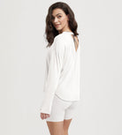 Women's Hollow-Back Long Sleeve Shirt with Thumb Holes, Yoga & Lounge Top - ododos