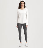 Women's Hollow-Back Long Sleeve Shirt with Thumb Holes, Yoga & Lounge Top - ododos