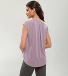 Modal Soft Crew Neck Yoga Summer Flowy Workout Sleeveless Shirts - ododos