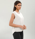 Modal Soft Crew Neck Yoga Summer Flowy Workout Sleeveless Shirts - ododos