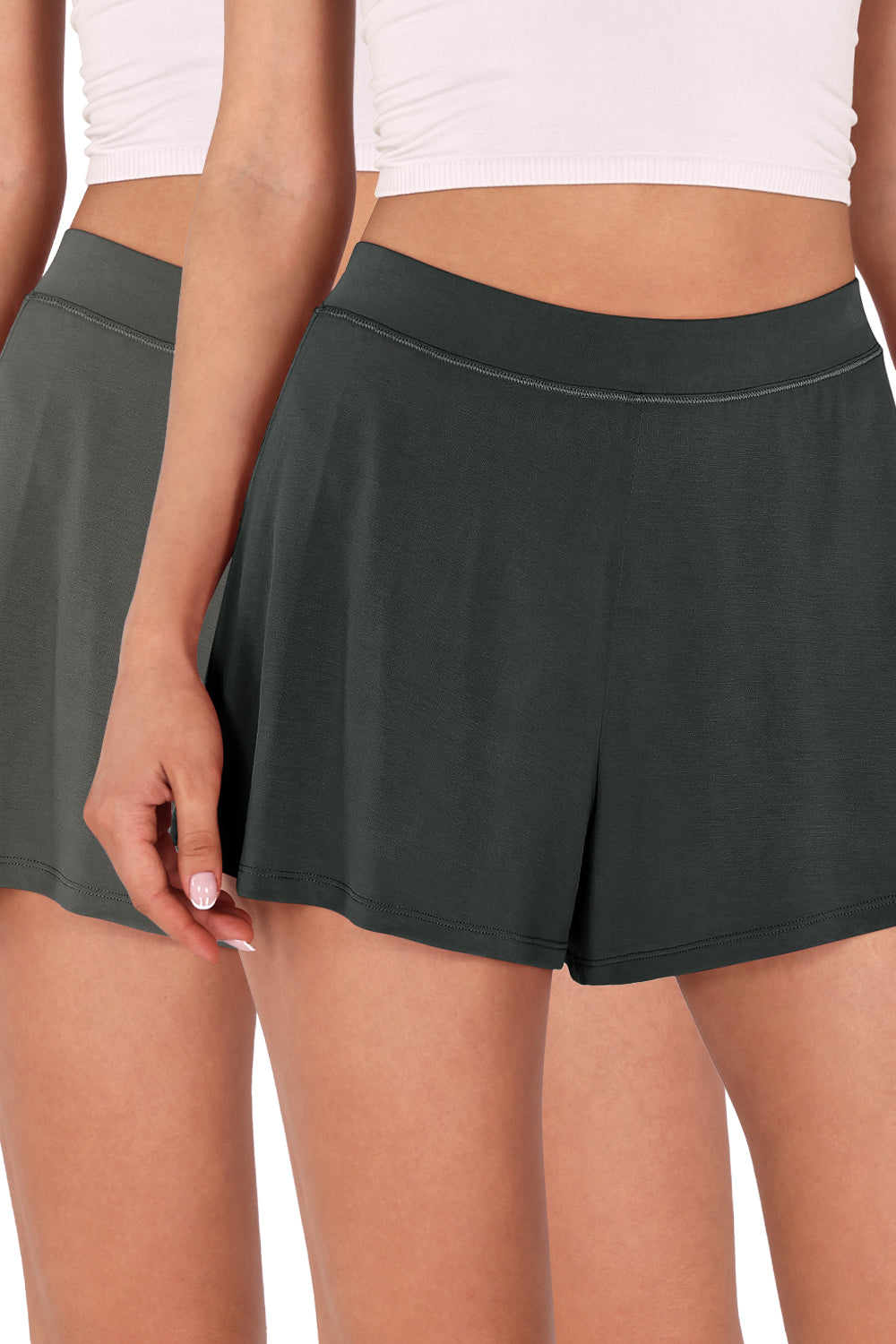 2 Pack Modal Soft Lounge Shorts Black+Charcoal - ododos