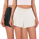 2 Pack Modal Soft Lounge Shorts Black+Ivory - ododos