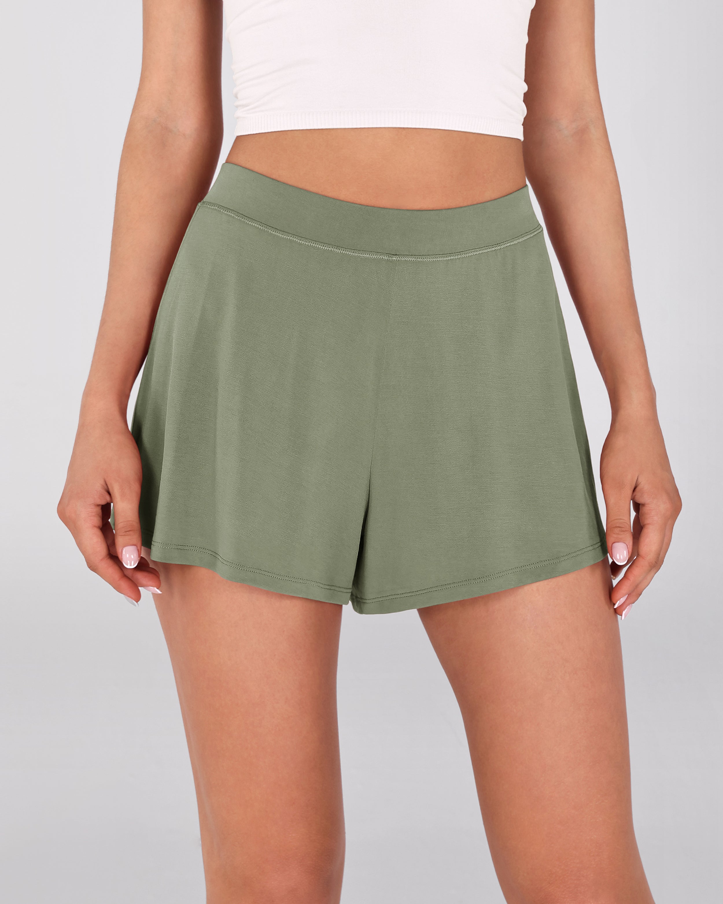 Modal Soft Lounge Shorts Sage Green - ododos