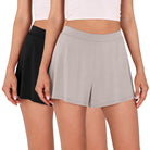 2 Pack Modal Soft Lounge Shorts Black+Light Beige - ododos