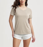 ODODOS Short Sleeve Pocket Tee Beige - ododos