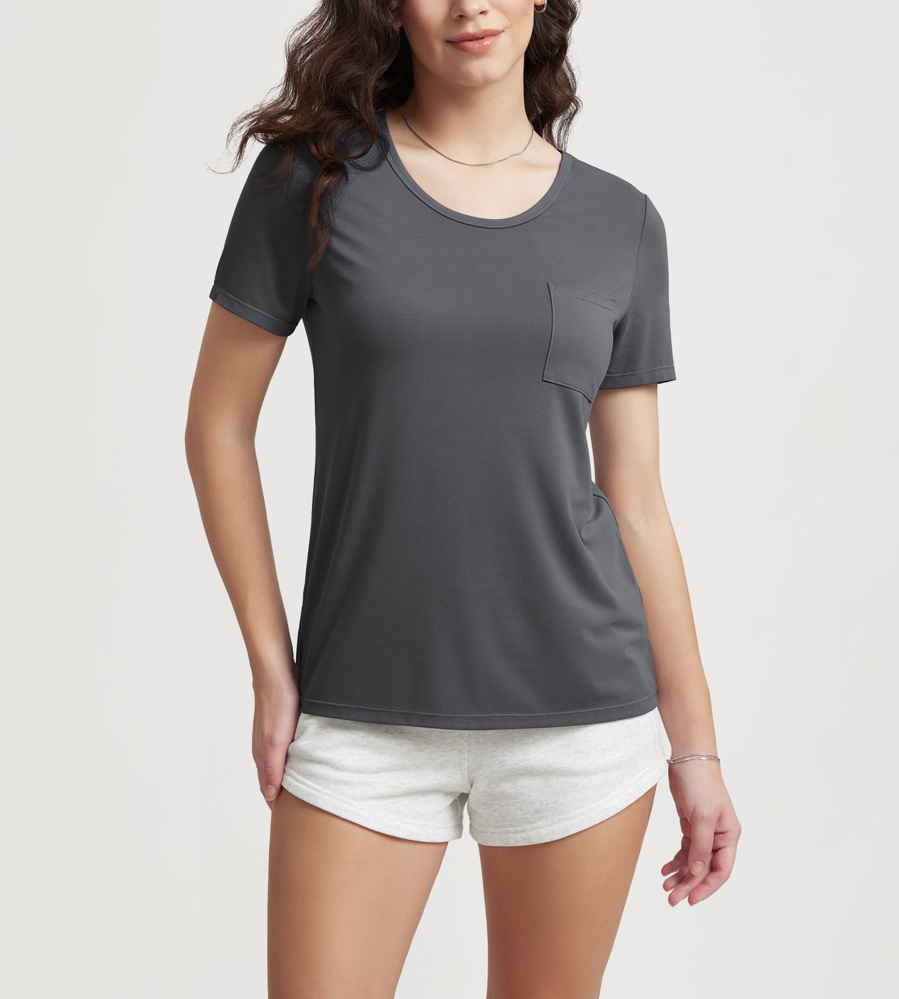 ODODOS Short Sleeve Pocket Tee Charcoal - ododos