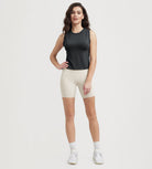 Women's Side Ruched Tee Sleeveless Shirts Crew Neck Tank Tops - ododos