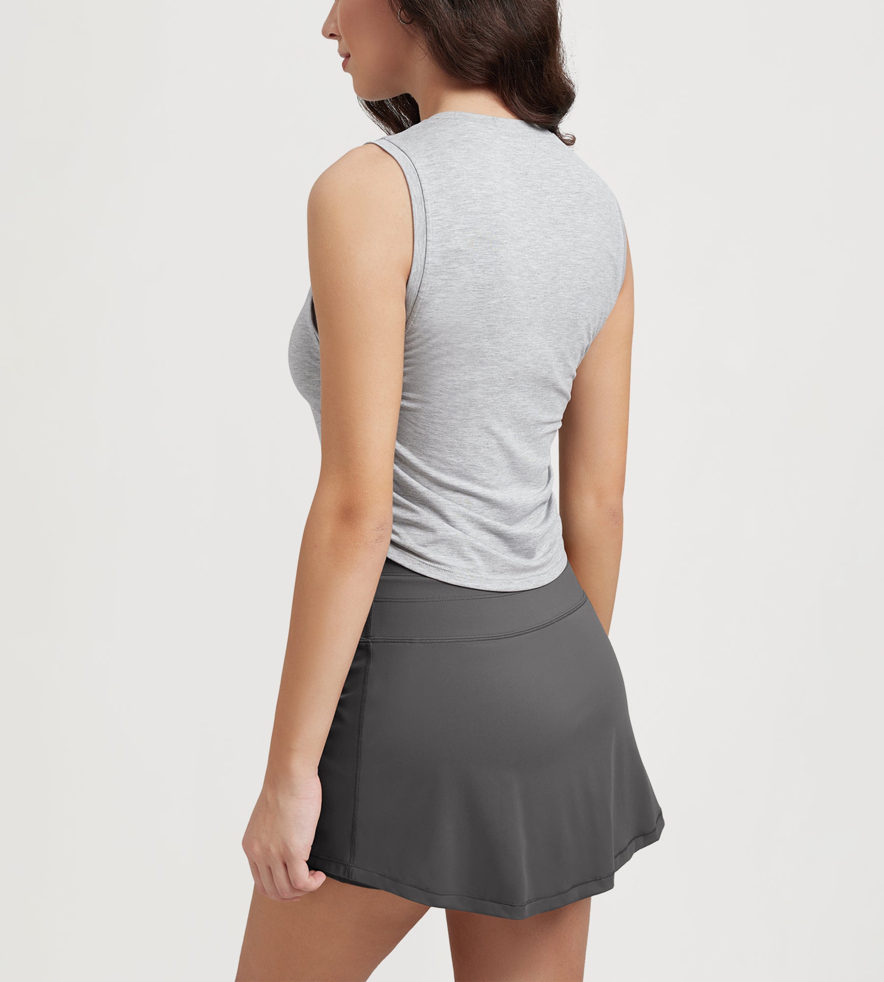 Women's Side Ruched Tee Sleeveless Shirts Crew Neck Tank Tops - ododos