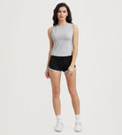 Women's Side Ruched Tee Sleeveless Shirts Crew Neck Tank Tops - ododos