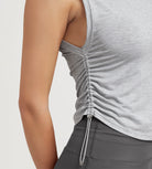 Women's Side Ruched Tee Sleeveless Shirts Crew Neck Tank Tops - ododos