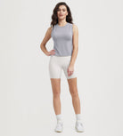 Women's Side Ruched Tee Sleeveless Shirts Crew Neck Tank Tops - ododos