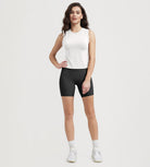 Women's Side Ruched Tee Sleeveless Shirts Crew Neck Tank Tops - ododos