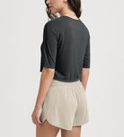 Women's Relaxed Fit Cropped T-Shirt Short Sleeve Crew Neck - ododos