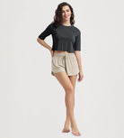 Women's Relaxed Fit Cropped T-Shirt Short Sleeve Crew Neck - ododos