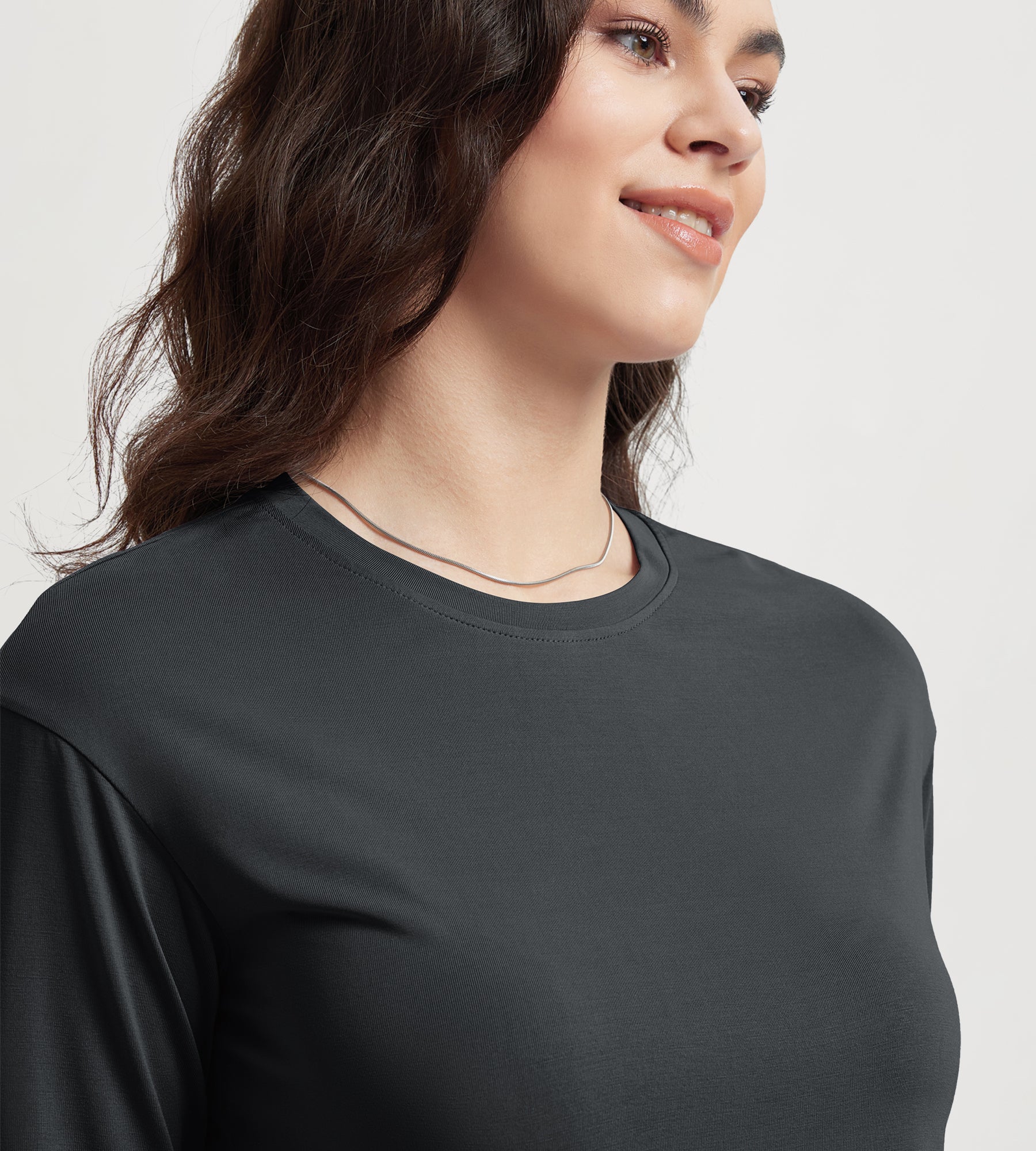 Women's Relaxed Fit Cropped T-Shirt Short Sleeve Crew Neck - ododos