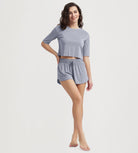 Women's Relaxed Fit Cropped T-Shirt Short Sleeve Crew Neck - ododos