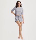 Women's Relaxed Fit Cropped T-Shirt Short Sleeve Crew Neck - ododos