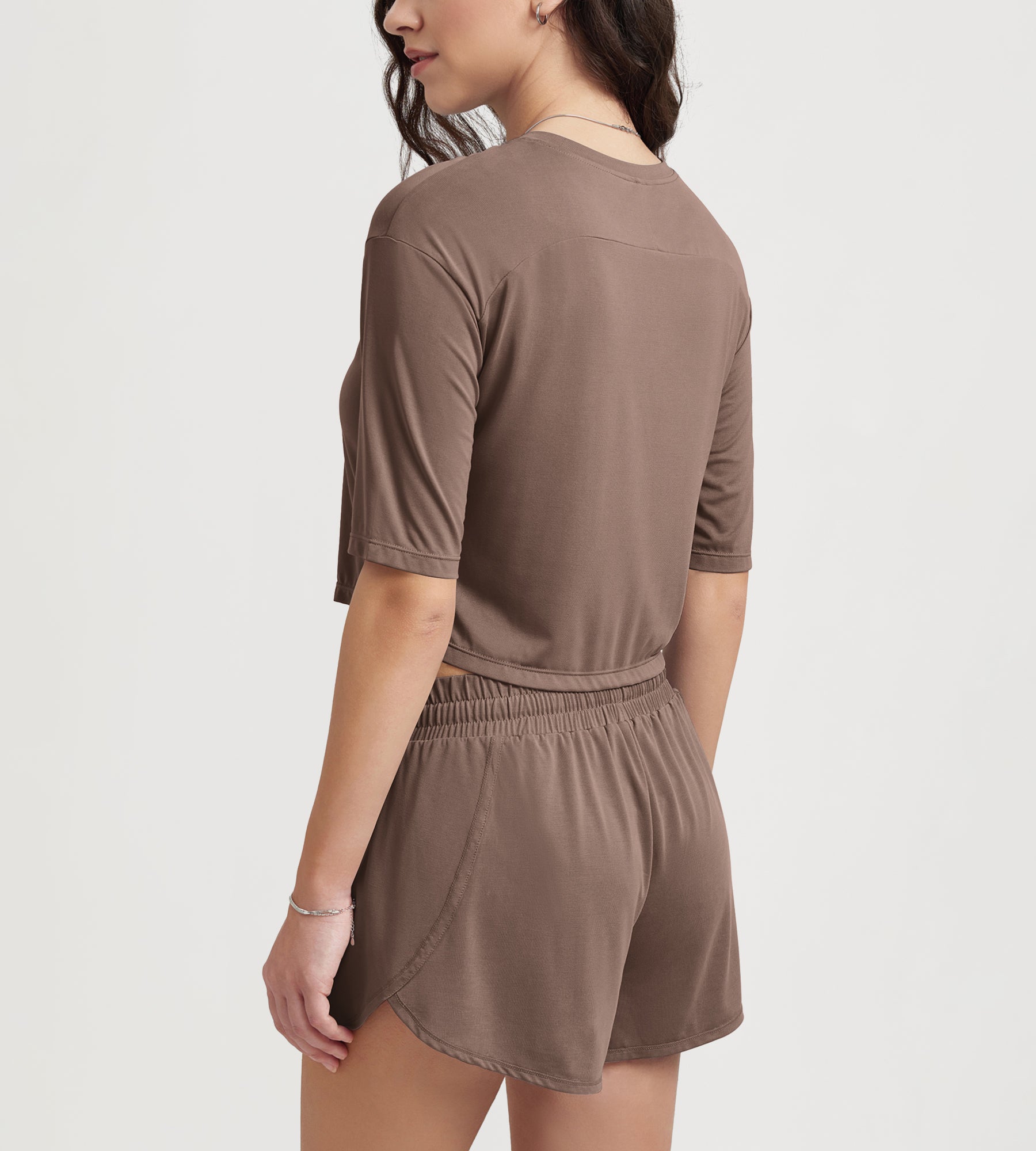 Women's Relaxed Fit Cropped T-Shirt Short Sleeve Crew Neck - ododos