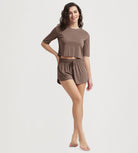 Women's Relaxed Fit Cropped T-Shirt Short Sleeve Crew Neck - ododos