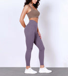 25" Body-Hugging Workout Leggings with Back Pocket Ash Violet - ododos