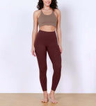 25" Body-Hugging Workout Leggings with Back Pocket Burgundy - ododos