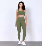 25" Body-Hugging Workout Leggings with Back Pocket Dark Olive - ododos