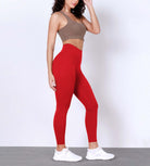 25" Body-Hugging Workout Leggings with Back Pocket Red - ododos