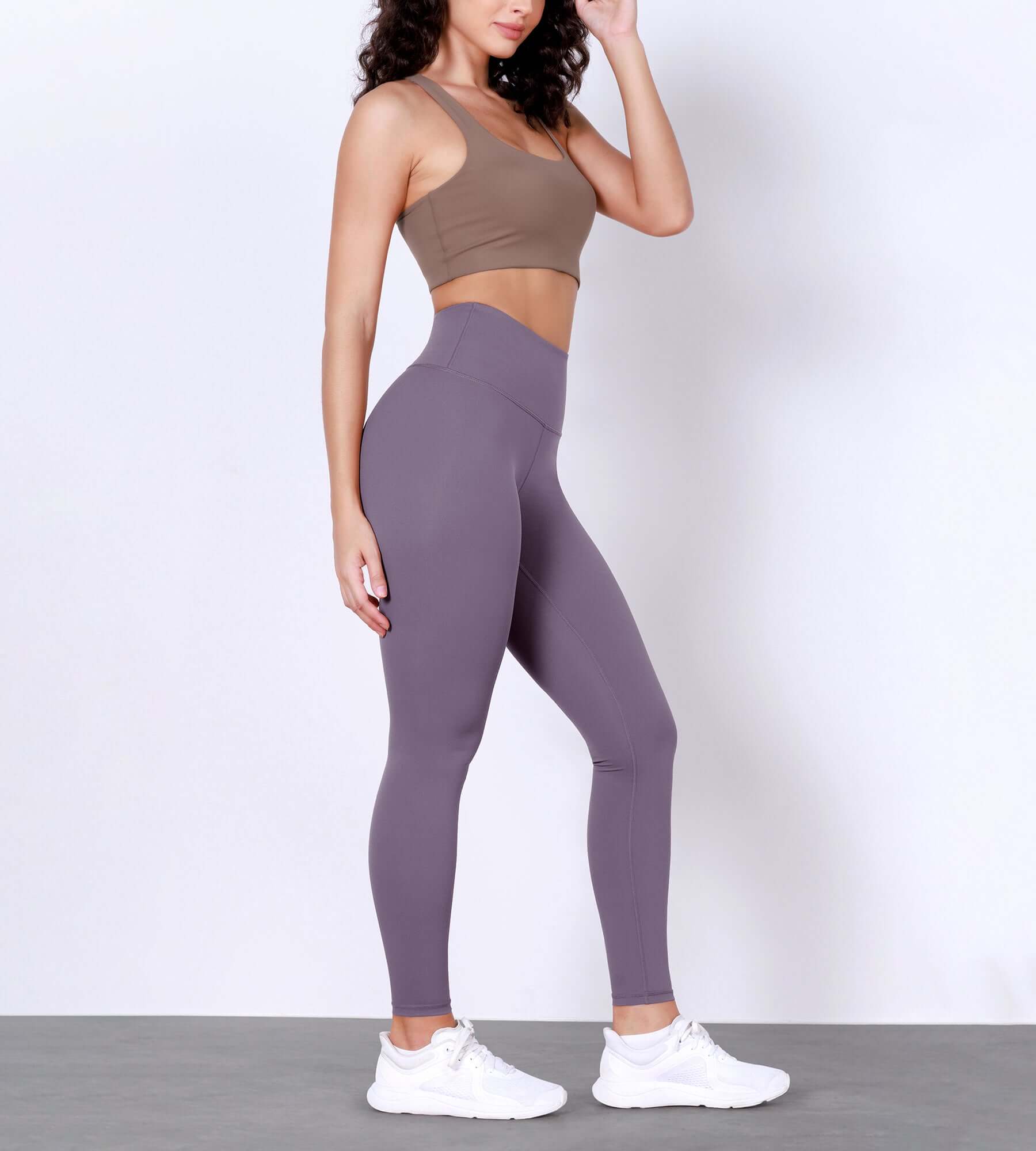 28" Body-Hugging Workout Leggings with Back Pocket Ash Violet - ododos