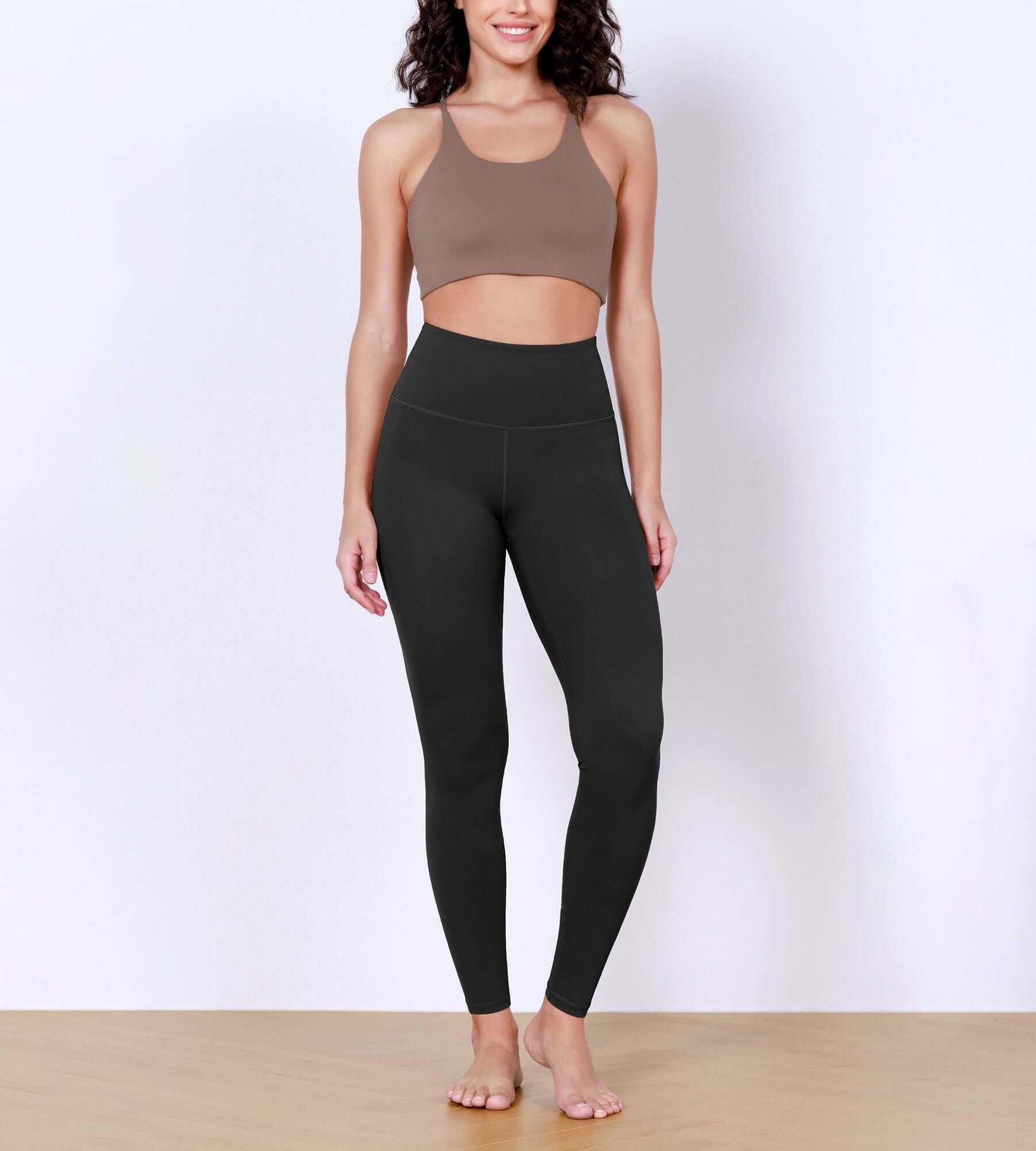 28" Odlex Body-Hugging Workout Leggings with Back Pocket Black - ododos