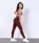 28" Odlex Body-Hugging Workout Leggings with Back Pocket Burgundy - ododos