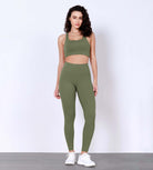 28" Odlex Body-Hugging Workout Leggings with Back Pocket Dark Olive - ododos