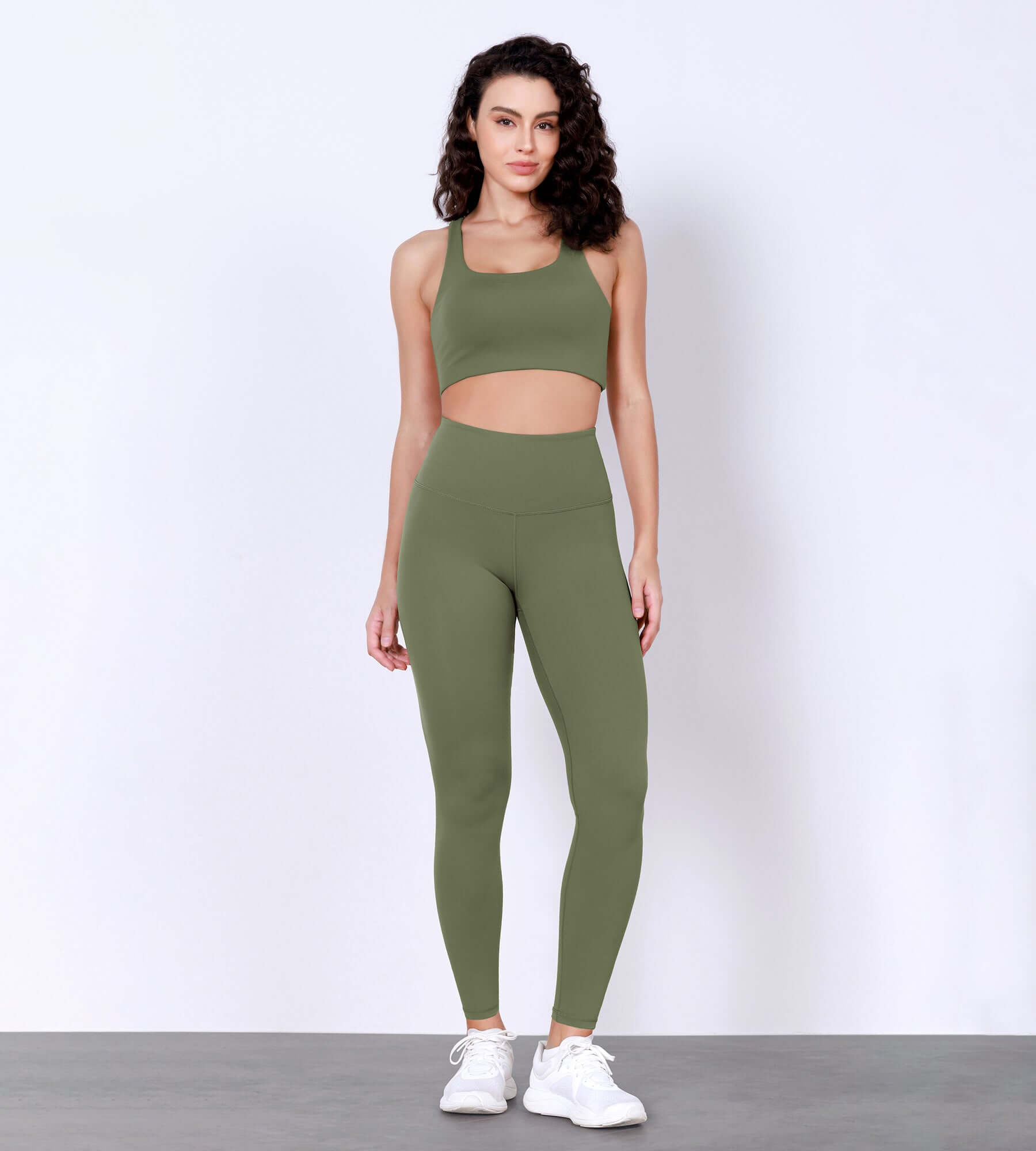 28" Body-Hugging Workout Leggings with Back Pocket Dark Olive - ododos