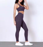 28" Body-Hugging Workout Leggings with Back Pocket Dark Purple - ododos