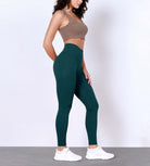 28" Body-Hugging Workout Leggings with Back Pocket Forest Teal - ododos