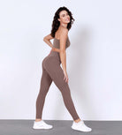 28" Odlex Body-Hugging Workout Leggings with Back Pocket Purple Taupe - ododos