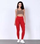 28" Body-Hugging Workout Leggings with Back Pocket Red - ododos