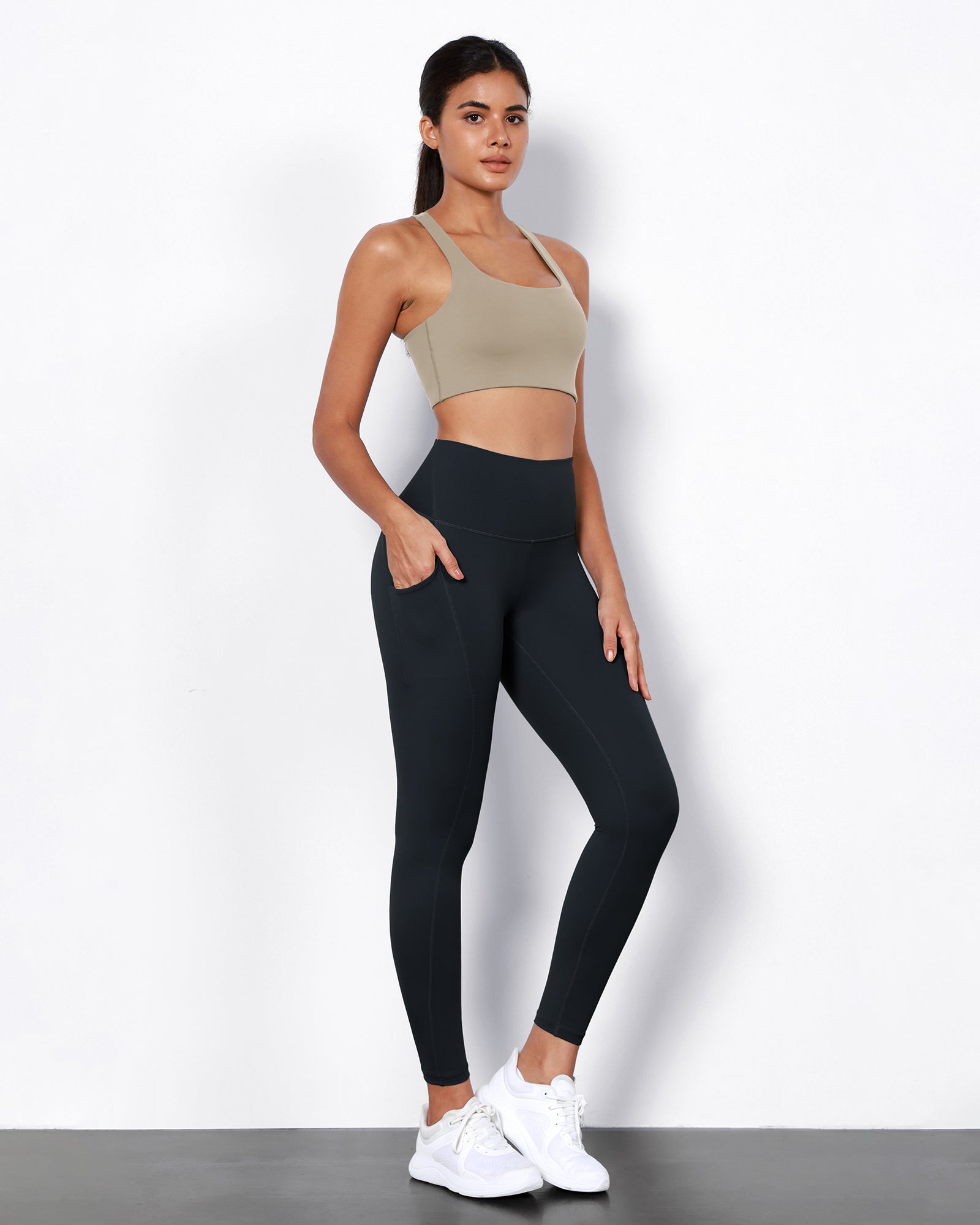 2-Pack 7/8 High Waist Workout Leggings with Pockets Black+Deep Navy - ododos