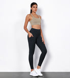 2-Pack 7/8 High Waist Workout Leggings with Pockets Black+Deep Navy - ododos