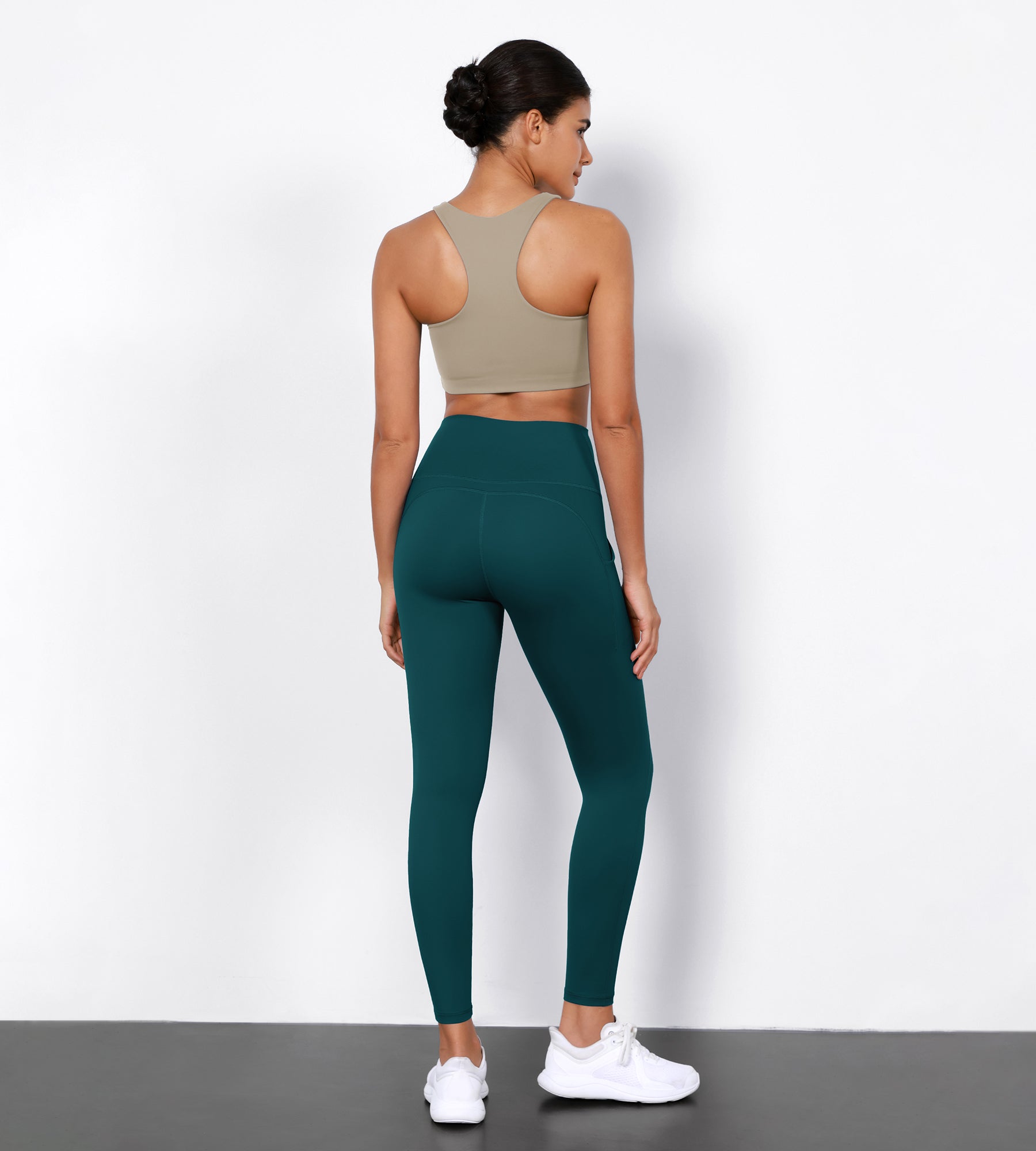 2-Pack 7/8 High Waist Workout Leggings with Pockets Black+Forest Teal - ododos