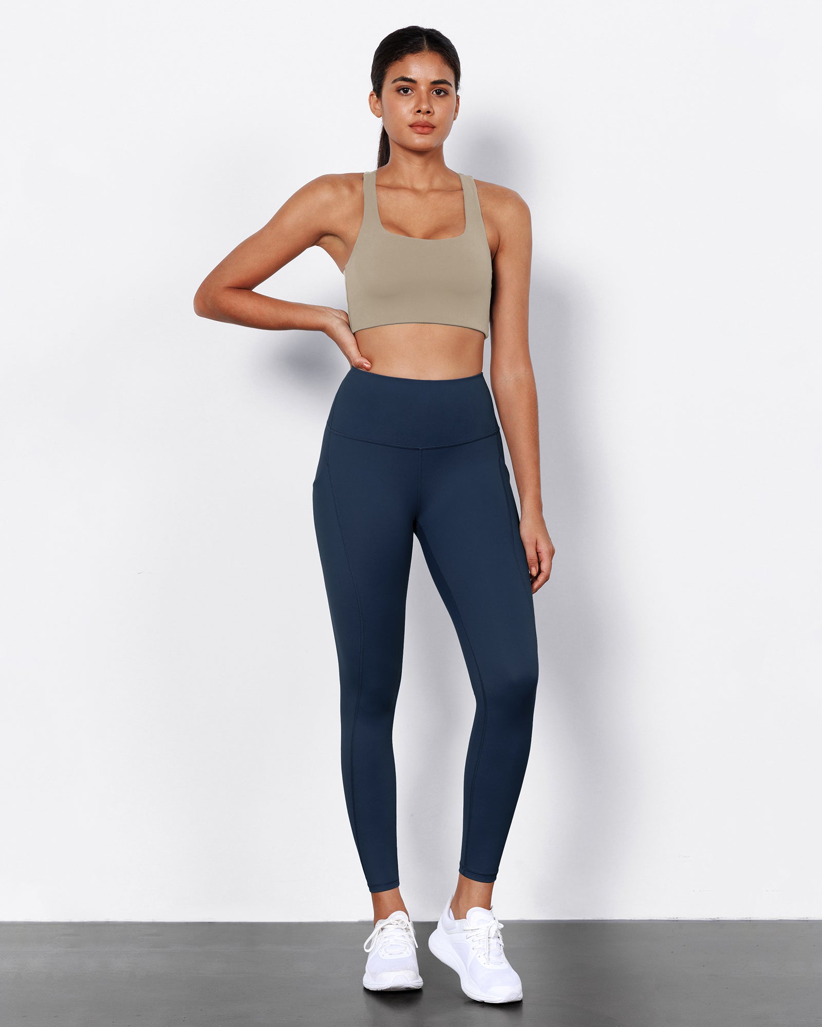 2-Pack 7/8 High Waist Workout Leggings with Pockets Black+Navy - ododos