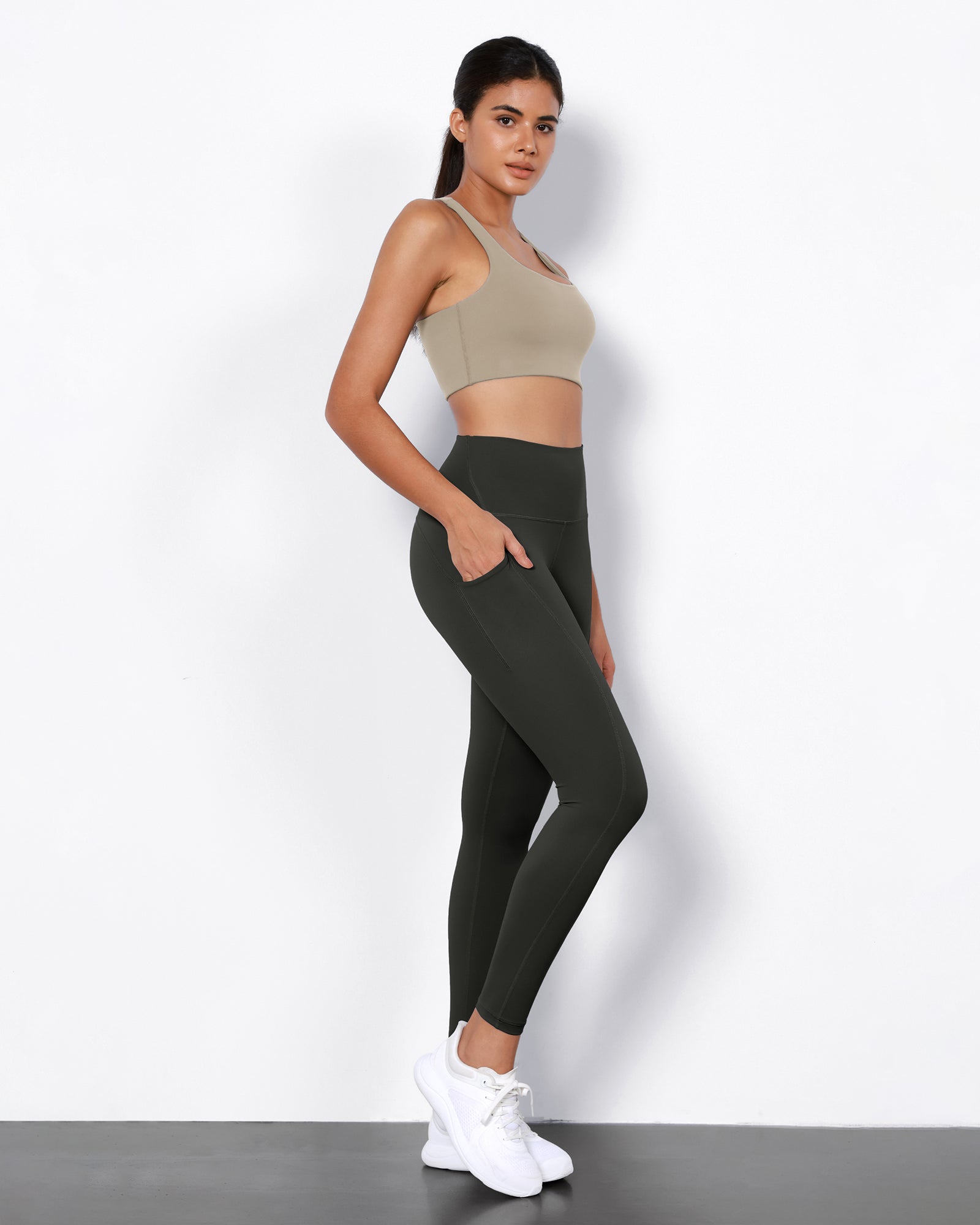 2-Pack 7/8 High Waist Workout Leggings with Pockets Black+Onyx Black - ododos