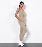 2-Pack 7/8 High Waist Workout Leggings with Pockets Black+Taupe - ododos