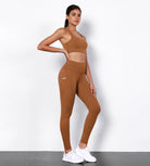 2-Pack 28" High Waist Workout Leggings with Pockets Black+Caramel S - ododos